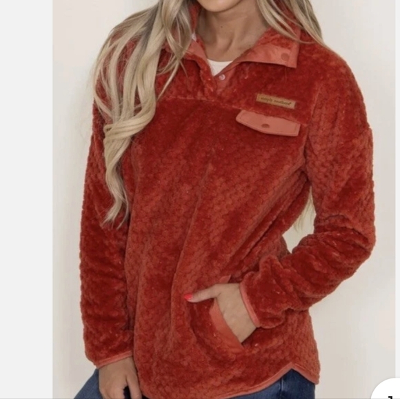 Simply Southern Fleece Leopard Pullover EUC Size M - Picture 1 of 7